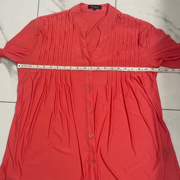 PAPA Vancouver Classic Button Down Pleats  Color Coral/Salmon Long Sleeve Sz L - Picture 10 of 14